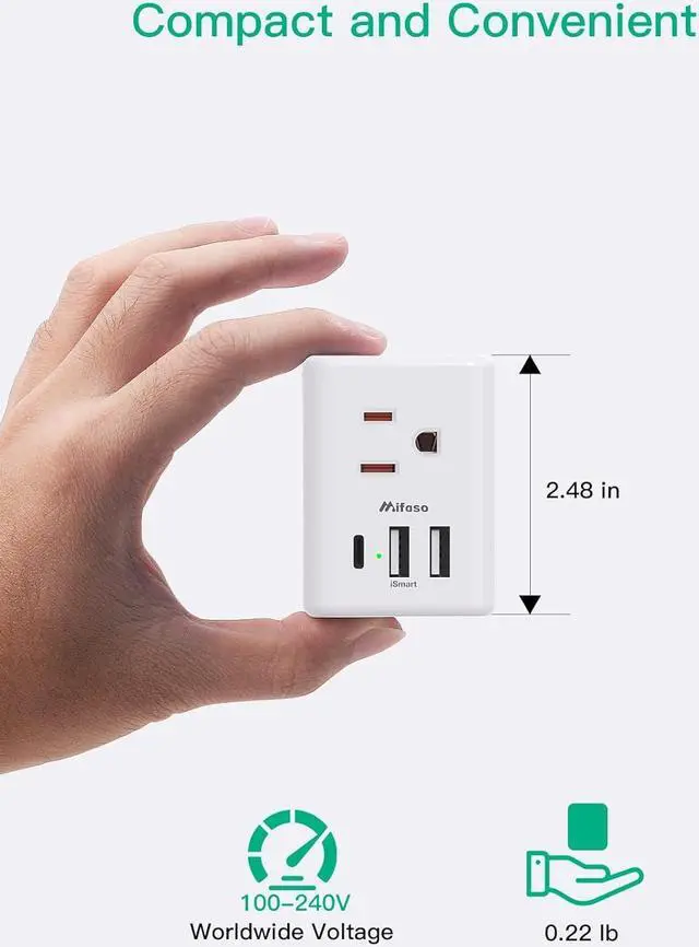 Alt view image 6 of 7 - 2 Pack Outlet Extender Multi Plug Outlet, USB Wall Charger, No Surge Protector Cruise Essentials for Ship and Travel, ETL Listed