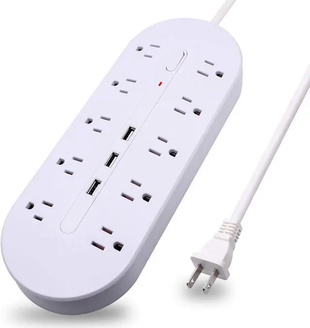 Main image of 2 Prong Power Strip Surge Protector(1700J) White,Polarized 2 Prong to 3 Prong with 10 AC outlets and 3 USB Ports,Wide Spaced for Bigger Plug,Long Cord(6.5ft) for Old House with Non-Grounded outlets