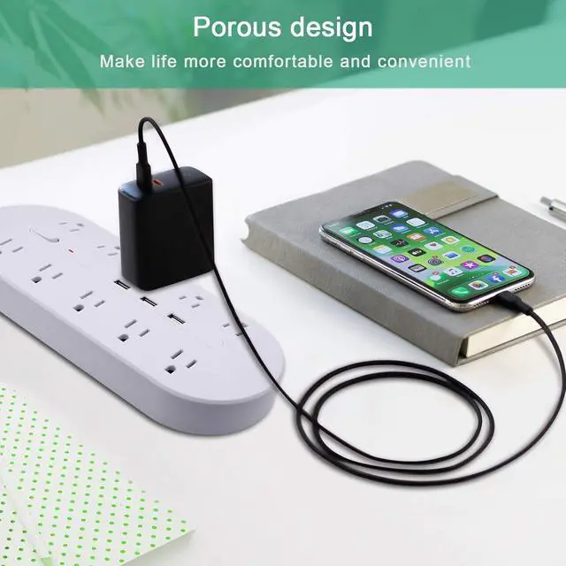 Alt view image 6 of 6 - 2 Prong Power Strip Surge Protector(1700J) White,Polarized 2 Prong to 3 Prong with 10 AC outlets and 3 USB Ports,Wide Spaced for Bigger Plug,Long Cord(6.5ft) for Old House with Non-Grounded outlets