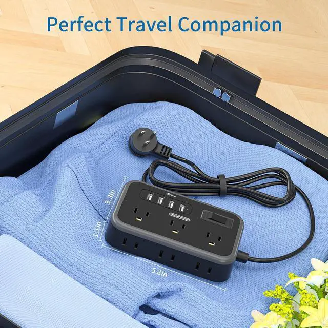 Alt view image 5 of 7 - 2 Pack Power Strip with 6 Outlets(2 Side) and 4 USB, NTONPOWER Flat Plug Extension Cord 5 Ft, Overload Protection, Wall Mount, Compact Size Charging Station for Office Desk, Nightstand and Travel
