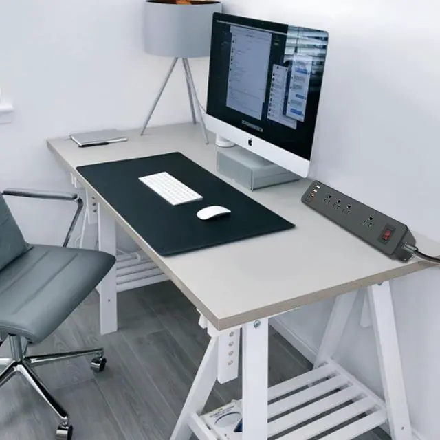 Alt view image 7 of 7 - 9 Outlets Wall Mount Power Strip with USB C HdcTek Double Side Outlet Extender Fast Charge USB-A Ports & 1 PD USB-C Port Flat Plug Mountable Desk Charging Station for Office Home Dorm (Black)