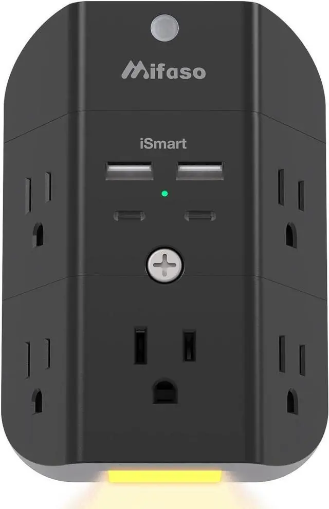 Main image of Surge Protector Outlet Extender with Night Light, 5-Outlet Splitter and 4 USB Ports (2 USB C Charger), Multi Plug Wall Outlet for Home, Dorm Room Essentials