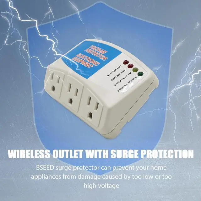 Alt view image 3 of 7 - BSEED Surge Protector Power Strip for Home Appliance, 3 Outlet Power Surge Protector, Voltage Protector Brownout Surge Refrigerator 1875W, 120V, 15A, 1 Pack