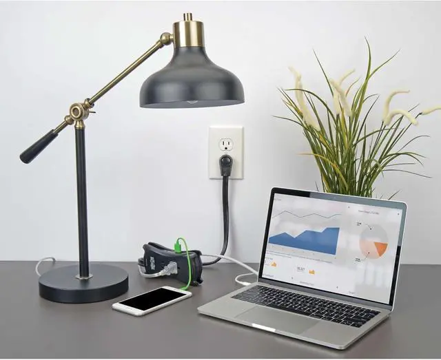 Alt view image 2 of 7 - Eaton TRAVELER3USB Travel Power Strip & USB Charger, Flat Plug, 1050 Joule Surge Protector, 2 USB Ports, 3-Outlets, 18" Cord & Cable Wrap, $25,000 Insurance