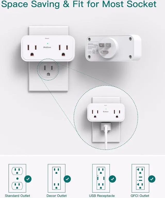Alt view image 4 of 7 - 2 Pack Outlet Extender Multi Plug Outlet - Addtam 4 AC Outlets 3 USB Wall Charger (2 USB C), 3 Sided Multiple Plug Adapter No Surge Protector for Cruise Ship Home Office Dorm Room Travel Essentials