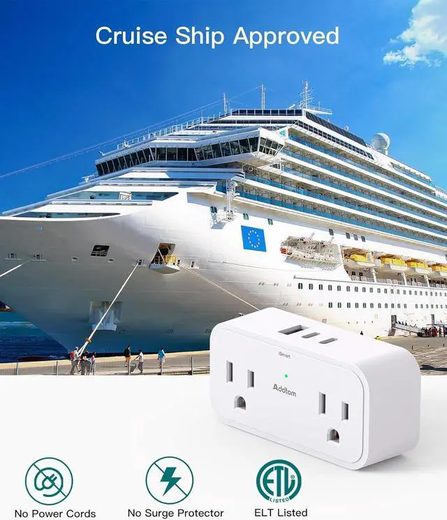 Alt view image 5 of 7 - 2 Pack Outlet Extender Multi Plug Outlet - Addtam 4 AC Outlets 3 USB Wall Charger (2 USB C), 3 Sided Multiple Plug Adapter No Surge Protector for Cruise Ship Home Office Dorm Room Travel Essentials