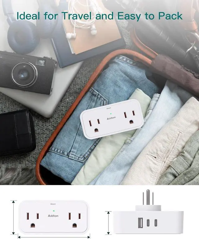 Alt view image 6 of 7 - 2 Pack Outlet Extender Multi Plug Outlet - Addtam 4 AC Outlets 3 USB Wall Charger (2 USB C), 3 Sided Multiple Plug Adapter No Surge Protector for Cruise Ship Home Office Dorm Room Travel Essentials