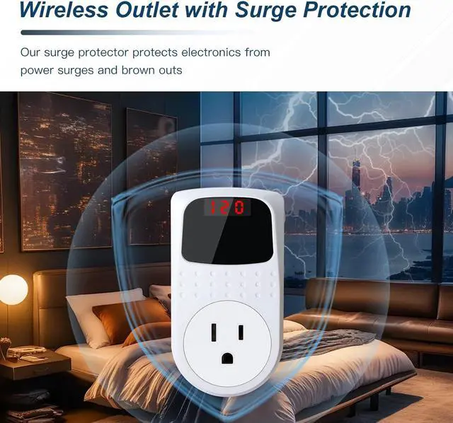 Alt view image 2 of 7 - BSEED Surge Protector Outlet, Voltage Regulator, Surge Protector for Refrigerator/TV/PC/Home Appliance, Wall Tap Adapter, Space Saving Design, LED Display Screen, Adjustable,120V, 15A, 1800W, 1 Pack