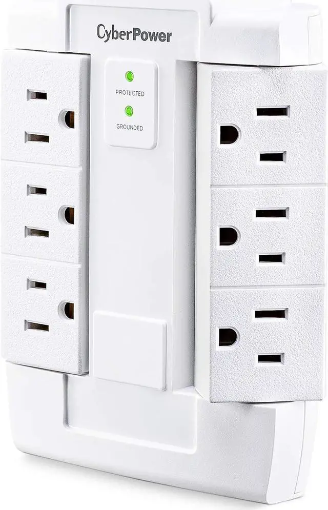 Alt view image 4 of 7 - CyberPower CSB600WS Surge Protector, 900J/125V, 6 Swivel Outlets, Wall Tap, White