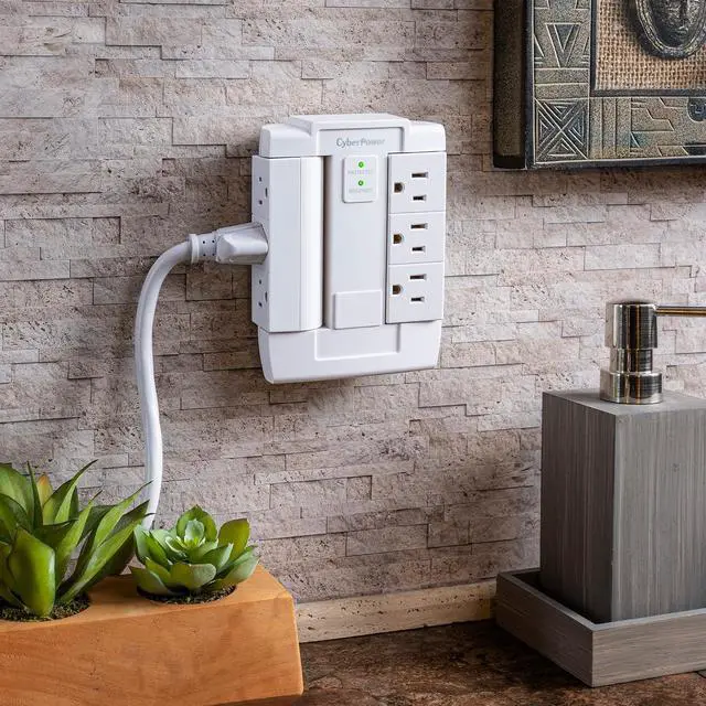 Alt view image 6 of 7 - CyberPower CSB600WS Surge Protector, 900J/125V, 6 Swivel Outlets, Wall Tap, White