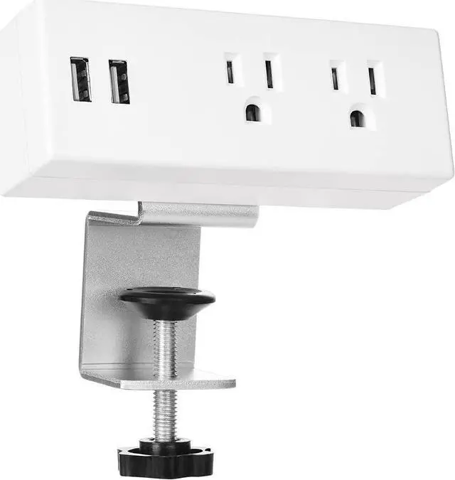 Main image of Desk Edge Power Strip with USB Ports Desktop Clamp Power Outlets Mountable Under Desk Power Socket 6'56 Feet Extension Cord ETL Certified (White)