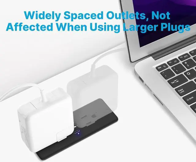 Alt view image 6 of 7 - CCCEI Recessed Power Strip with Outlet and USB C Ports, Furniture Flush Mount Power Strip, Small Desk Hidden Outlet for Conference Table, Nightstand, Black, 6FT.