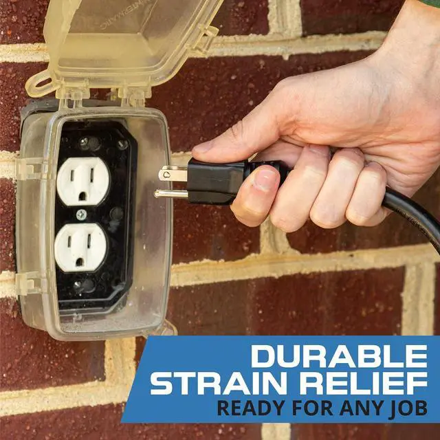 Alt view image 5 of 6 - Iron Forge Cable 3 Outlet Power Strip Outdoor Extension Cord 25 ft, 16/3 Heavy Duty Black Extension Cord with Multiple Outlets 3 Prong, Weatherproof Power Cable Multi Plugs for Outside, Lamp & Office