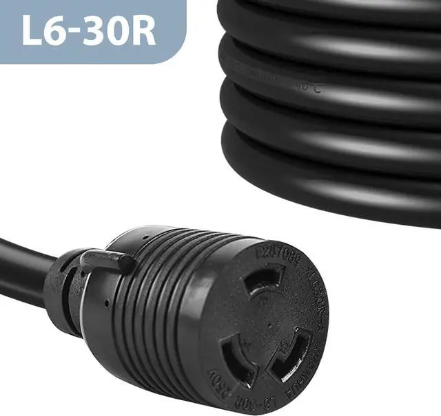 Alt view image 4 of 7 - HENGYI L6-30P to L6-30R Extension Cord,Heavy Duty Generator Locking Power Cord,SJTW 10GUAGE,3 Prong Generator Cord with UL Listed ,Black,30Amp 7500 Watts,25FT