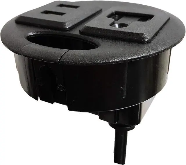 Alt view image 2 of 4 - ApexDesk UL Certified 3.15 in Desktop Power Grommet with 1 Outlet and 2 USB Charging Ports, Black, 94V