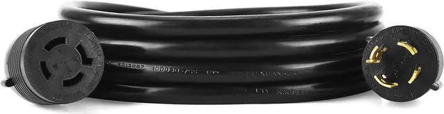 Main image of HENGYI Generator Extension Cord, Heavy Duty Generator Locking Power Cord, Generator 4-Prong, 20 AMP, Black,10FT (L14-20P to L14-20R)