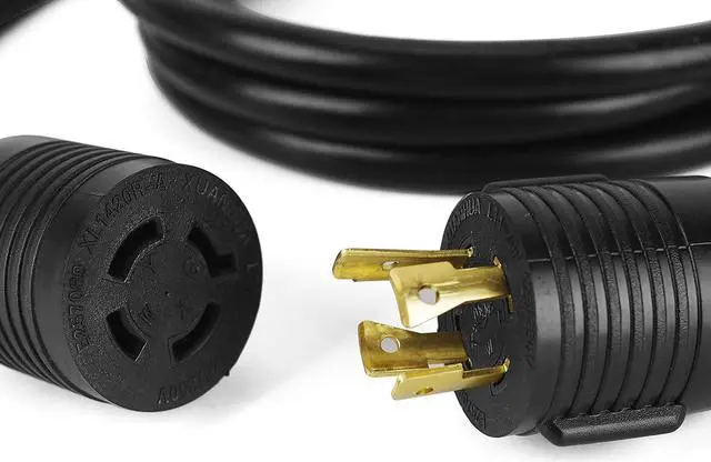 Alt view image 2 of 6 - HENGYI Generator Extension Cord, Heavy Duty Generator Locking Power Cord, Generator 4-Prong, 20 AMP, Black,10FT (L14-20P to L14-20R)