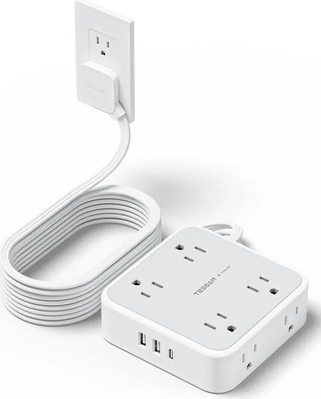 Main image of Surge Protector Power Strip 15 Ft Cord, 8 Widely Spaced Outlets, 3 USB Charger(1 USB C Port), Ultra Thin Flat Plug Extension Cord 15 Feet, 900J Surge Protection for Home, Office, Dorm Room Essentials