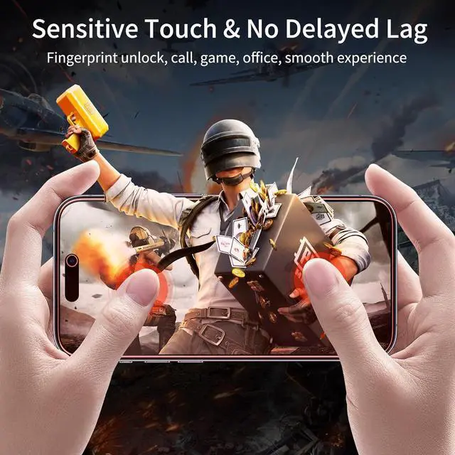 Alt view image 5 of 6 - 2 Pack Screen Protector for iphone 15 Pro [6.1 inch], New Red Light 9H Tempered Glass Screen Protector Upgraded Protection, Anti-Blue Light, Anti-Reflection, Patented Eye Protection.