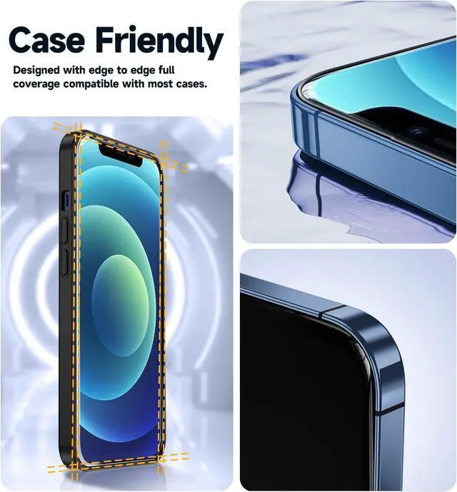 Alt view image 6 of 6 - 2 Pack for iPhone 12/iPhone 12 Pro 6.1 inch Tempered Glass Screen Protector Auto Dust-Elimination Installation Bubble Free HD Clear Easy Installation