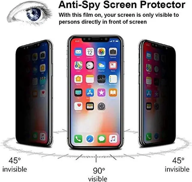 Alt view image 2 of 6 - [2 Pack] Privacy Screen Protector for iPhone 11/XR Tempered Glass Anti-Spy Bubble Free Case Friendly Easy Installation Film for iPhone 11/XR 6.1 Inch