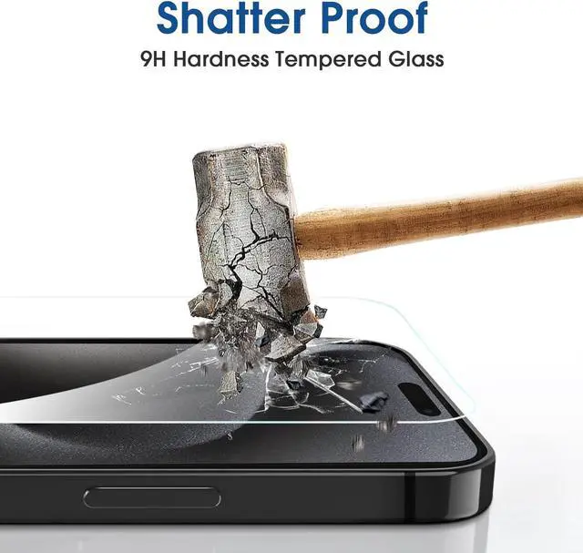 Alt view image 4 of 6 - amFilm OneTouch 2+2 Pack Compatible with iPhone 15 Pro Screen Protector 6.1" Tempered Glass with Camera Lens Protector Accessories, Premium Easiest Installation Kit 9H HD, Case Friendly