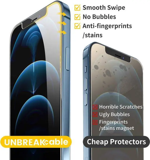 Alt view image 4 of 7 - UNBREAKcable 3-Pack Screen Protector for iPhone 12 Pro Max, Double Shatterproof Tempered Glass [Easy Installation] [9H Hardness] [99.99% HD Clear] [Case Friendly] for iPhone 6.7 inch