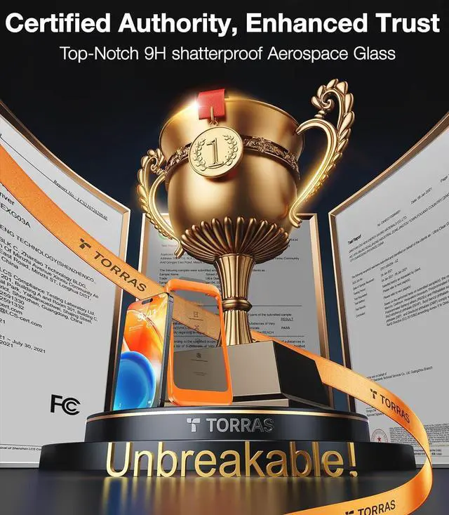 Alt view image 2 of 7 - TORRAS Diamond Shield for iPhone 15 Pro Screen Protector [Military-Grade Protection] 9H+ Unbreakable Shatterproof Aerospace Tempered Glass Full Coverage InstaFit Bubble-Free, 2-Pack