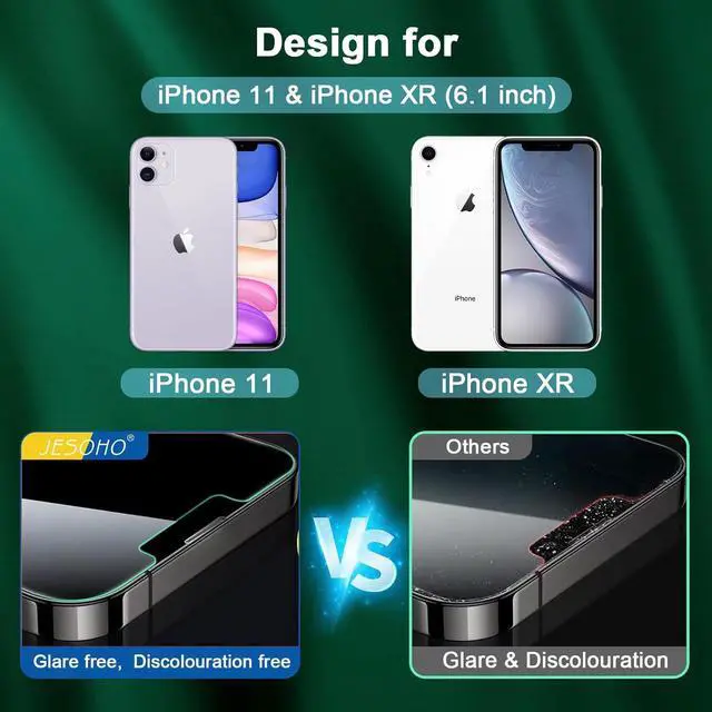 Alt view image 2 of 7 - Screen Protector for iPhone 11, iPhone XR (6.1") HD Anti Blue Light Blocking Tempered Glass Film, Eye Protection,Case Friendly, Bubble Free, Glare Free, with Easy Installation Kit, 3 Pack