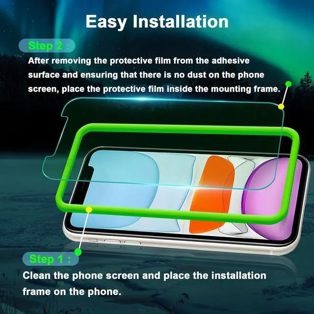 Alt view image 5 of 7 - Screen Protector for iPhone 11, iPhone XR (6.1") HD Anti Blue Light Blocking Tempered Glass Film, Eye Protection,Case Friendly, Bubble Free, Glare Free, with Easy Installation Kit, 3 Pack