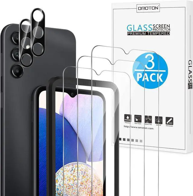 Main image of OMOTON Screen Protector for Samsung Galaxy A14 5G, [3+2 Pack] for A14 screen protector & Camera Lens Protector, Case Friendly/Tempered Glass/Alignment Frame(6.6 Inch, 2023 Released)