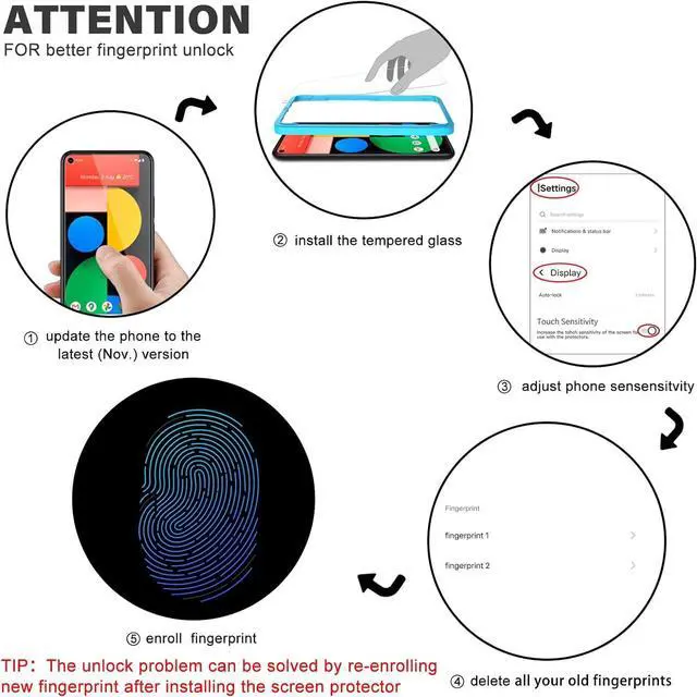 Alt view image 3 of 7 - OMOTON [3 Pack] Screen Protector for Google Pixel 5 - Tempered Glass/Alignment Frame/Anti Scratch Screen Protector for Google Pixel 5