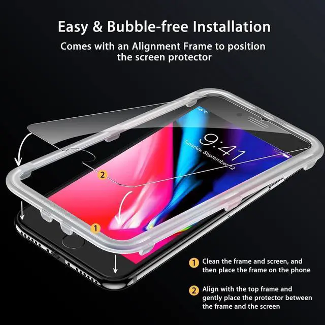 Alt view image 3 of 7 - UNBREAKcable Screen Protector for iPhone SE 2022/SE 2020, iPhone 8/7 [2-Pack] - [Easy Installation Frame] [Double Hardness] [Bubble Free] Tempered Glass Screen Protector for iPhone SE/8/7-4.7 Inch