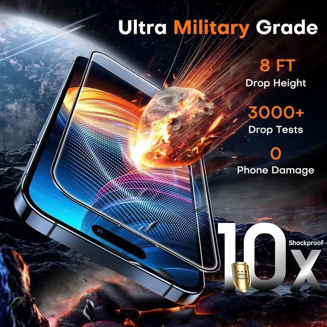 Alt view image 3 of 6 - TOCOL for iPhone 15 Screen Protector [Military Grade Shatterproof] HD Tempered Glass for iPhone 15 Full Coverage Screen Protector, Anti-Fingerprint, Easy Installation, 2 Packs
