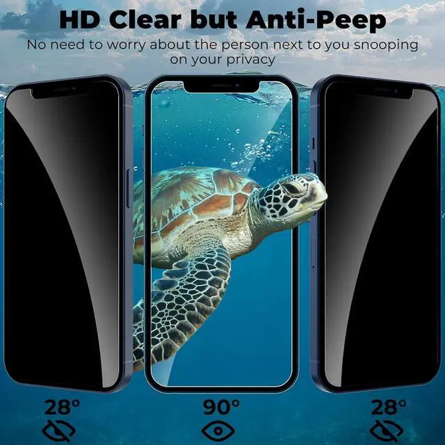 Alt view image 3 of 7 - [2 Pack] Privacy Screen Protector for iPhone 12/12 Pro 6.1 inch, Anti-Spy Screen Protector iPhone 12 / iPhone 12 Pro Tempered Glass Film Shatterproof Touch Sensitive Bubble Free