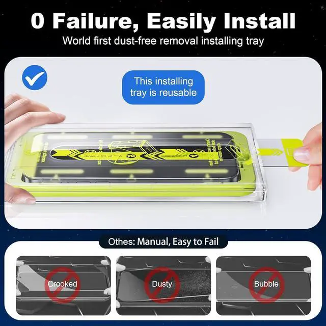 Alt view image 4 of 6 - Privacy Screen Protector for iPhone 14 Pro Max - [Auto-Dust Removal] Full Coverage Screen 2.5D Edge 28 Degree 10s HD Tempered Glass Film with Dust Clean Installing House 2022 5G 2 Pack
