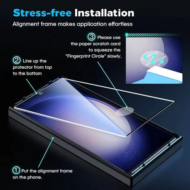 Alt view image 6 of 7 - 3D Curved Tempered Glass for  Galaxy S23 Ultra Screen Protector 9H Glass for S23 Ultra 5G Scratch Proof Easy Installation Frame Bubble Free Case Friendly [3 Pack]