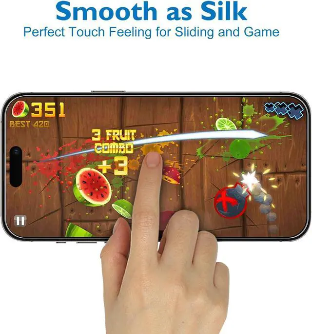 Alt view image 5 of 7 - 2 Pack Matte Glass Screen Protector for iPhone 15 Pro [6.1 inch] + 2 Pack Camera Lens Protector Anti-Glare & Anti-Fingerprint Case Friendly Tempered Glass Film Bubble Free Smooth as Silk