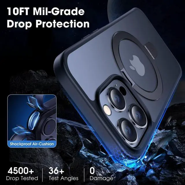 Alt view image 4 of 7 - CASEKOO Designed for iPhone 13 Pro Case with Magnetic Invisible Stand [Military Drop Protection] [Compatible with MagSafe] Shockproof Slim Phone Case for iPhone 13 Pro 6.1 Inch 2021, Black