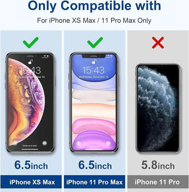 Alt view image 2 of 3 - ImpactStrong Shatterproof Tempered Glass Screen Protector for iPhone 11 Pro Max/iPhone XS Max [Easy Installation Frame] [Bubble Free] [9H Hardness] [Full Coverage] Case Friendly, 6.5 Inch (3-Pack)