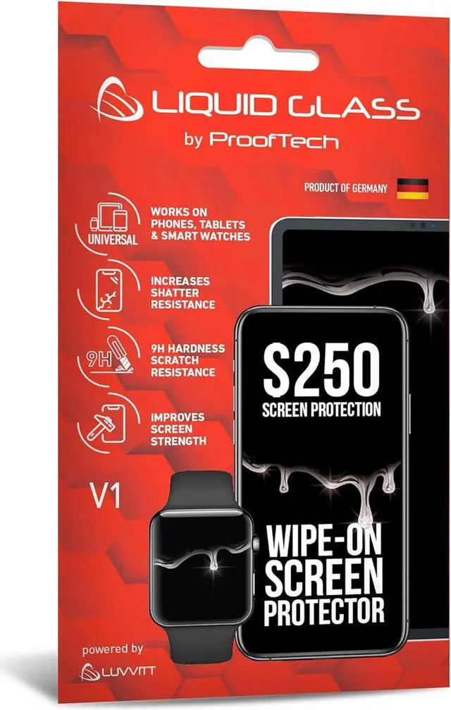 Main image of LUVVITT Liquid Glass Screen Protector With $250 Screen Protection - Scratch Resistant Wipe On Coating for All Smartphones Tablets Smartwatches - Universal