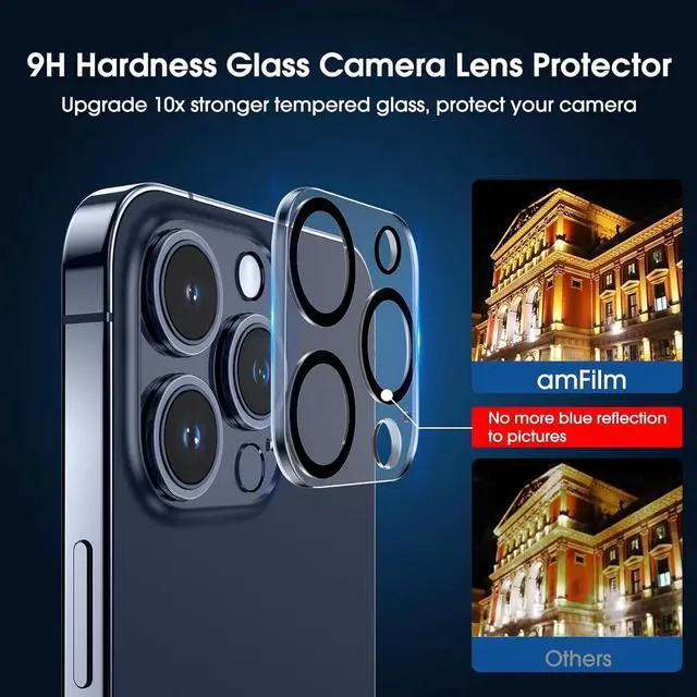 Alt view image 6 of 7 - amFilm Easiest Installation OneTouch for iPhone 15 Pro Max Screen Protector [6.7 Inch] Tempered Glass + Camera Lens Protector, Auto-Alignment Tech, Bubble Free, Case Friendly, Anti-Scratch [2+2 Pack]