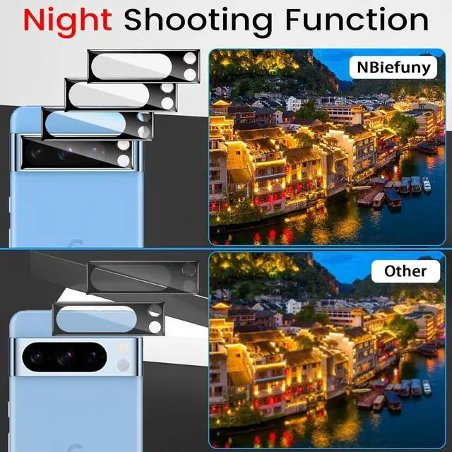 Alt view image 4 of 7 - 4 Pack for Google Pixel 8 Pro Screen Protector with 4 Pack Camera Lens Protector, 9H Tempered Glass Film Anti-Fingerprint Case Friendly Bubble Free