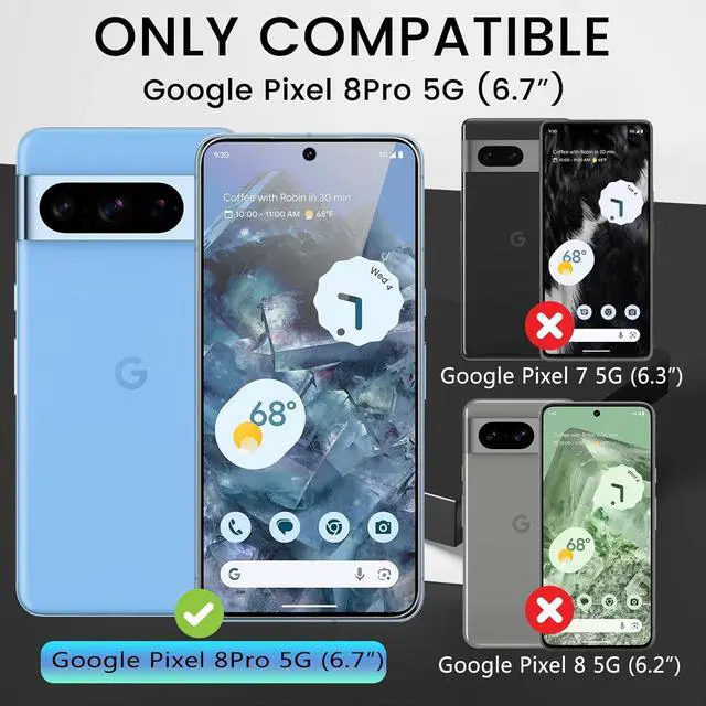 Alt view image 2 of 7 - 4 Pack for Google Pixel 8 Pro Screen Protector with 4 Pack Camera Lens Protector, 9H Tempered Glass Film Anti-Fingerprint Case Friendly Bubble Free