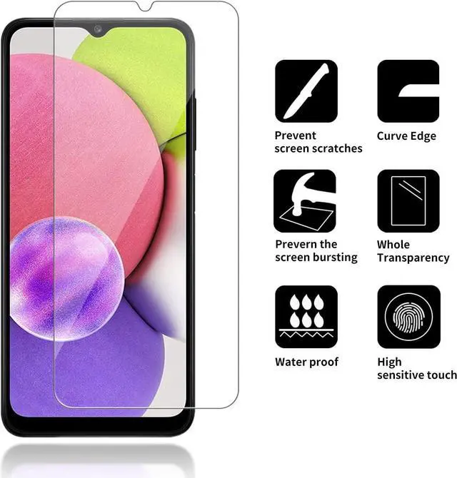 Alt view image 2 of 6 - [4 Pack] Glass Screen Protector Compatible for  Galaxy A03s /Galaxy A03 Core /Galaxy A03[9H Hardness]-HD Screen Tempered Glass Scratch Resistant Easy Install [Case Friendly][Bubble Free]