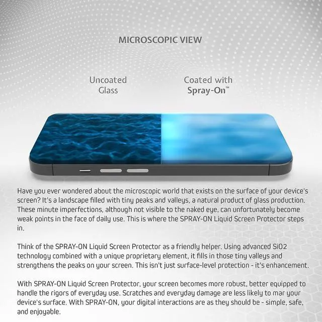 Alt view image 3 of 6 - ProofTech SPRAY ON Liquid Glass Screen Protector for up to 10 Devices - Wipe On Scratch and Crack Resistant Nano Protection for All Phones Tablets Smart Watches Universal