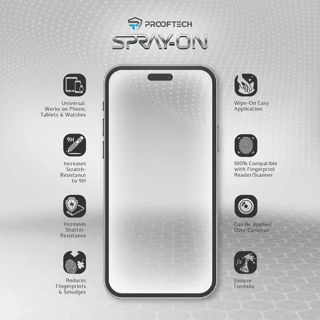 Alt view image 5 of 6 - ProofTech SPRAY ON Liquid Glass Screen Protector for up to 10 Devices - Wipe On Scratch and Crack Resistant Nano Protection for All Phones Tablets Smart Watches Universal