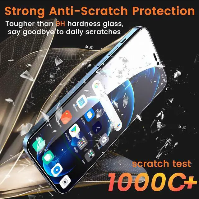 Alt view image 4 of 7 - [3+3 Pack Privacy Screen Protector for iPhone 12 Pro Max 6.7-Inch with 3 Pack Camera Lens Protector, Anti Spy Tempered Glass Film 9H Hardness Bubble Free Case Friendly