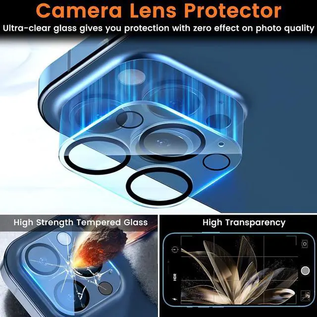 Alt view image 5 of 7 - [3+3 Pack Privacy Screen Protector for iPhone 12 Pro Max 6.7-Inch with 3 Pack Camera Lens Protector, Anti Spy Tempered Glass Film 9H Hardness Bubble Free Case Friendly