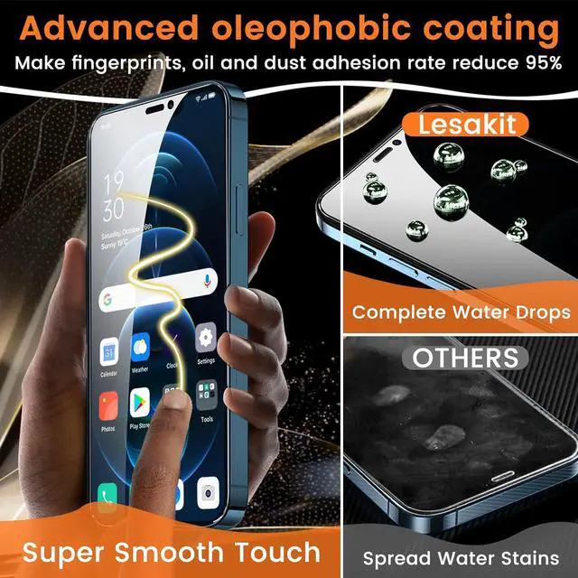 Alt view image 6 of 7 - [3+3 Pack Privacy Screen Protector for iPhone 12 Pro Max 6.7-Inch with 3 Pack Camera Lens Protector, Anti Spy Tempered Glass Film 9H Hardness Bubble Free Case Friendly